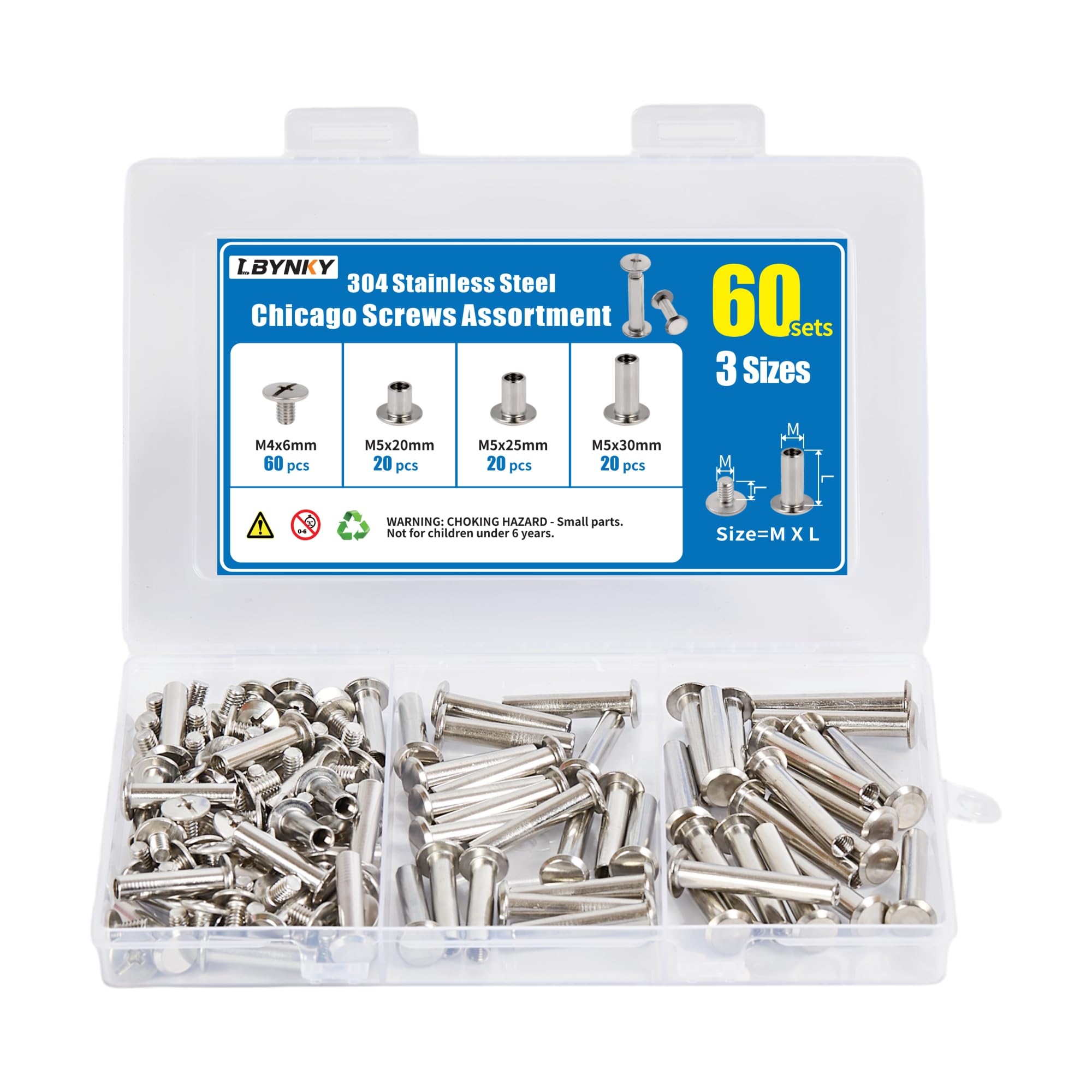 Chicago Screws Kit - 60 Stainless Steel for Leather Crafts -4