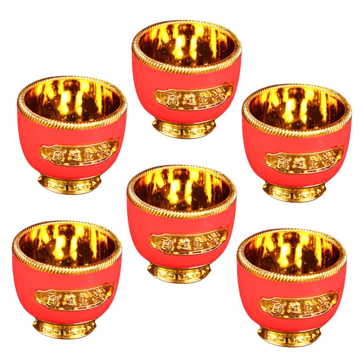 SHERCHPRY Copa De Fortuna Dorada Taza De Degustación China Pequeños Vasos De Plástico Vaso De Plástico Tazas Japonesas Tazas De Té Japonesas Minitaza De Te El Plastico 6 Piezas X 4