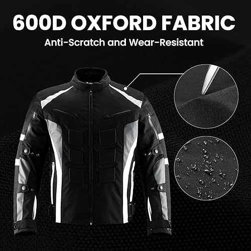 Miniatura 8 de ILM Chaqueta de motocicleta con armadura CE para hombres Enduro Touring Dualsport equitación resistente al agua textil todo clima B02