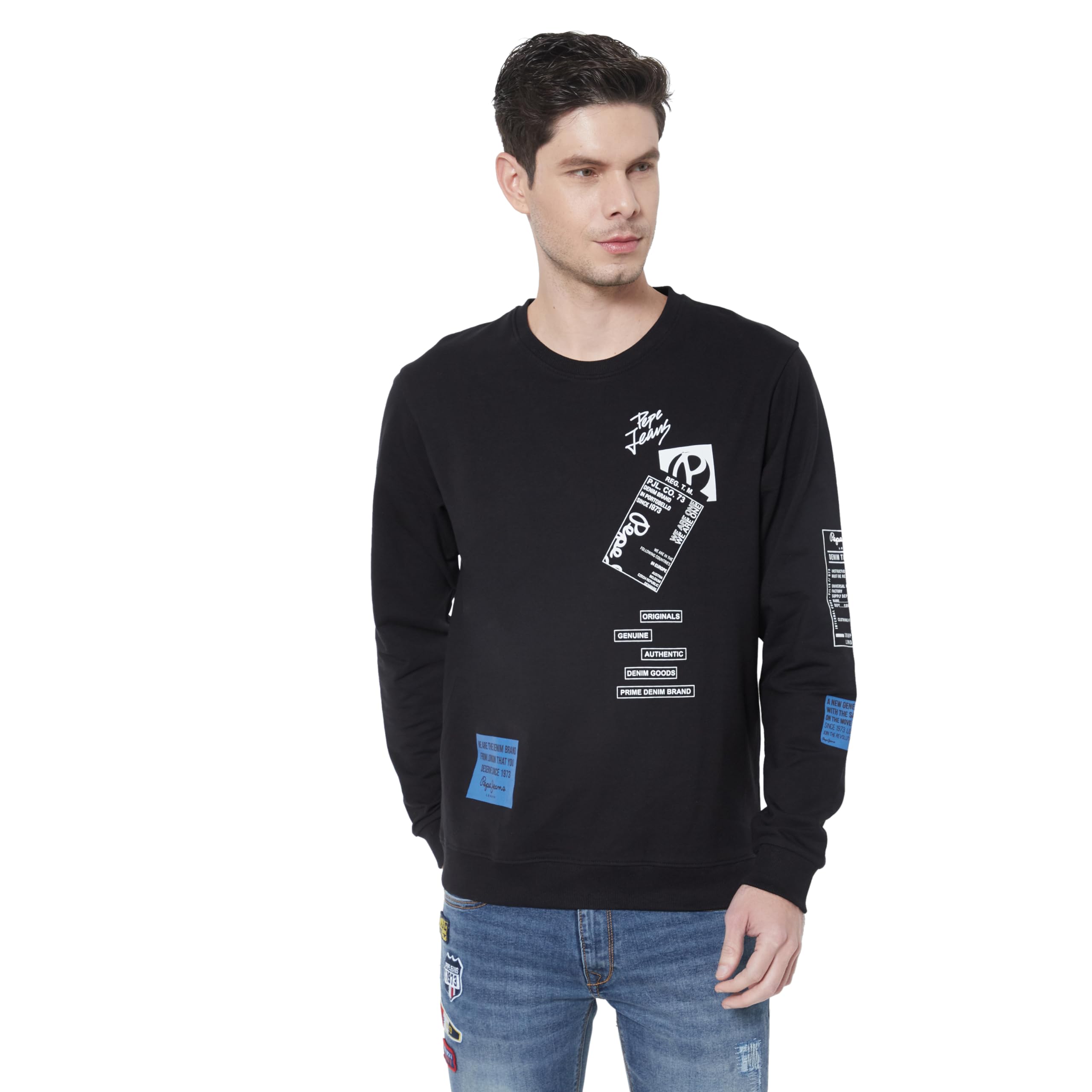 pepe jeans Men's Lego Graphic Print Stretch Cotton Round Neck Sweatshirt-picture-31
