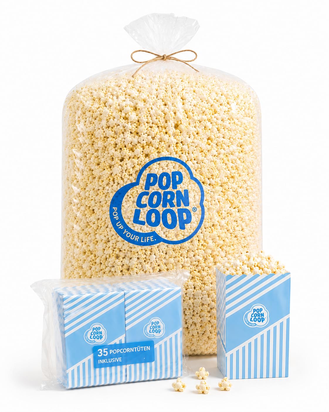Popcornloop Sac de Popcorn Salé incluant 35 sachets de pop-corn gratuits Offerts Frais et Prêt à consommer pour Fêtes Événements Manifestations Festivals (Salé, 1,4)
