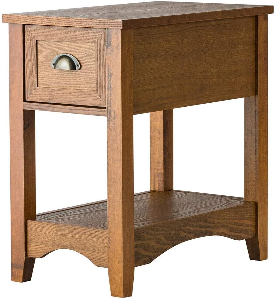 DORTALA Chair Side End Table, Retro Side Table, Rectangular