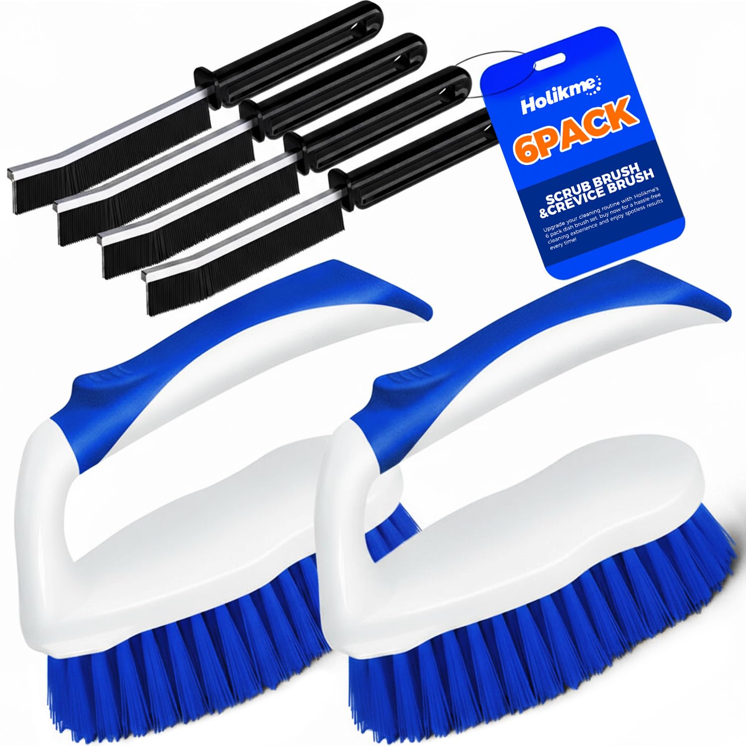 Holikme 6 Pack Cleaning Brush Scrub Brush Kitchen Brush for Floor,Blue