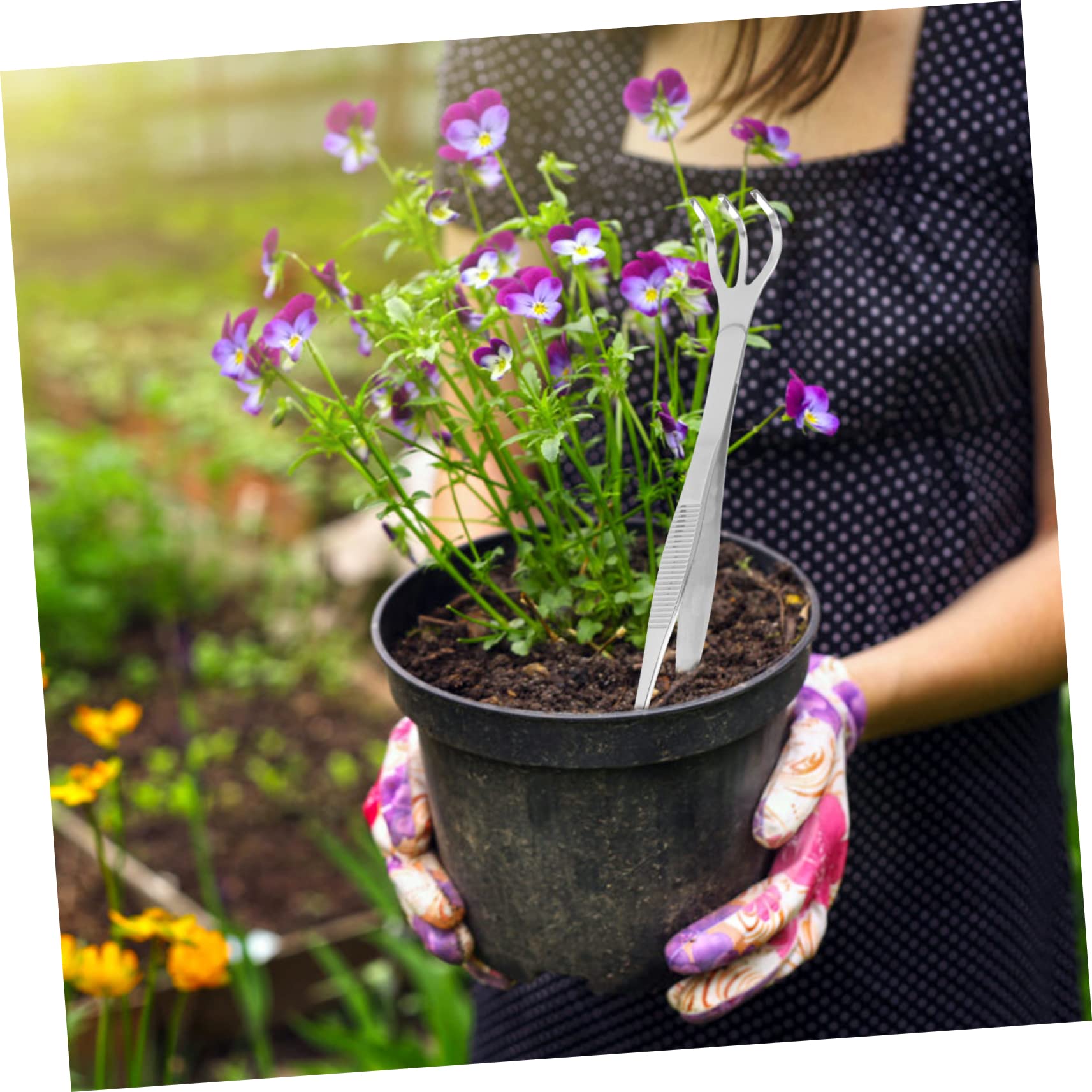 BESPORTBLE 2sets Pinzette Per Bonsai Acciaio Inossidabile Pinzette Per Giardinaggio Con Rastrello e Spatola Per Cambiamento Terreno e Manutenzione Piante