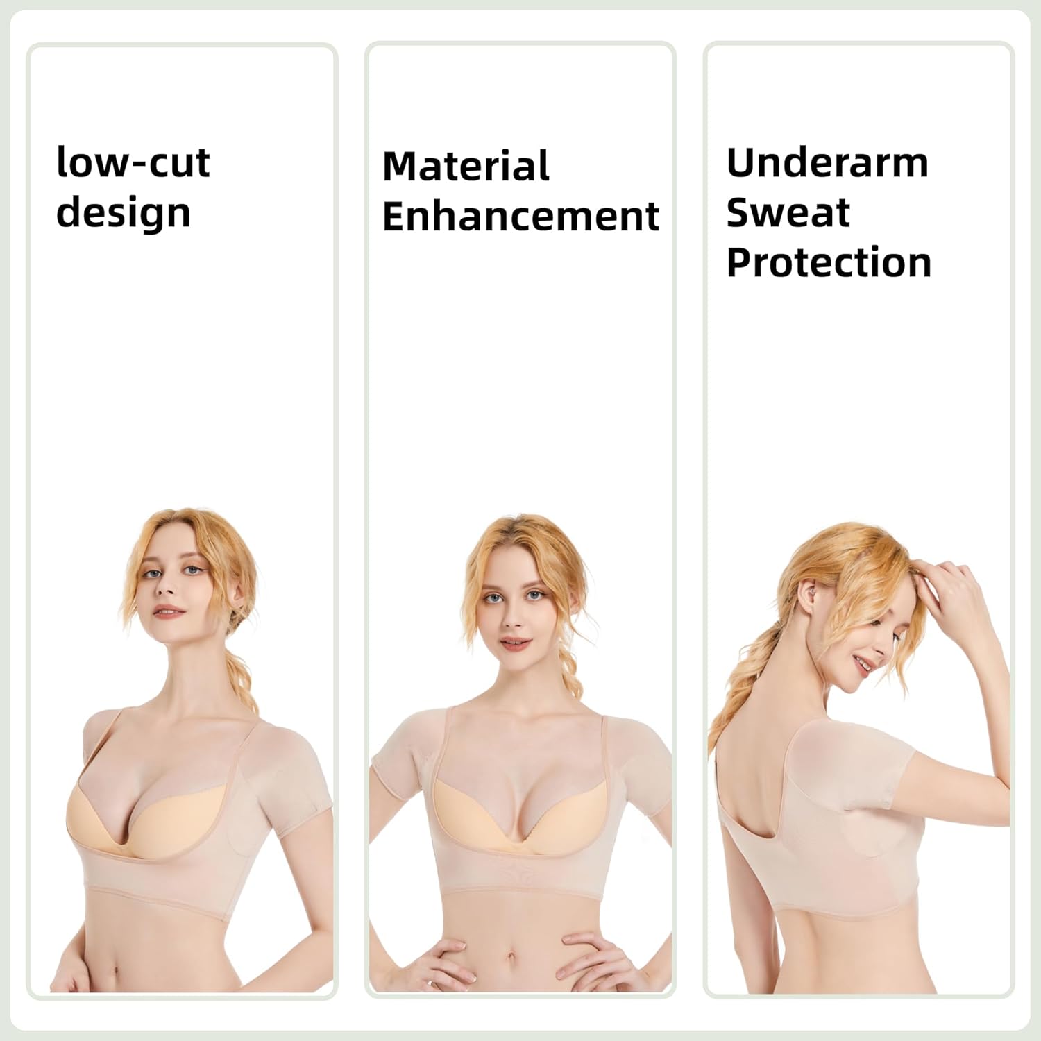 satithry 3pcs sweatpads for women anti-sweat undershirts lady's sweatproof underarm pads - Image 2