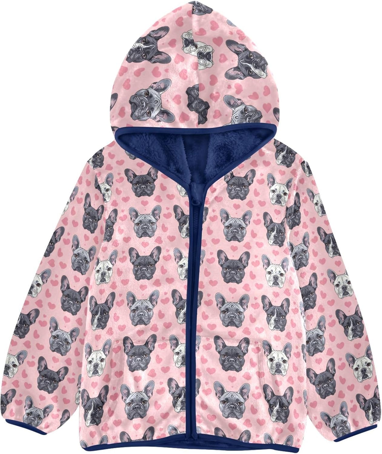 Cute Dog Puppy Heart Boys Fleece Coat,Children's Zip-Up Hoodie Jacket,Baby Warm Fashion Outerwear 3-10T,A113453