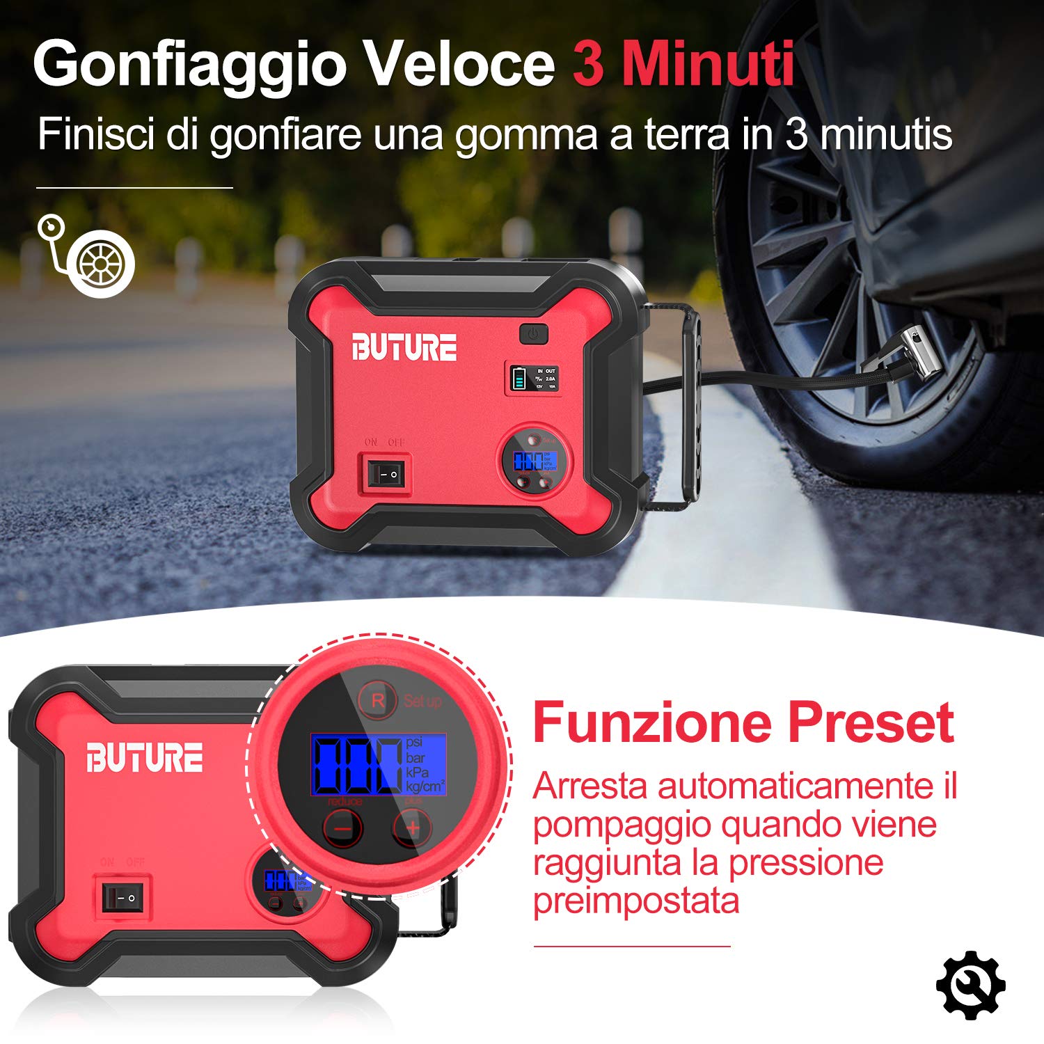 Car Battery Starter 4 in 1 Portable Compressor 3000A Booster Car