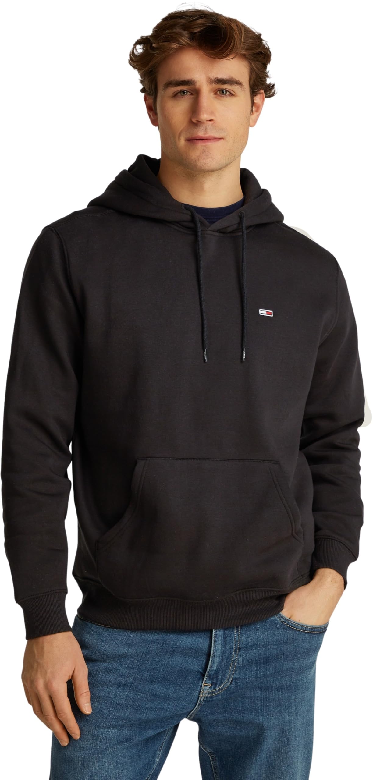 Tommy Jeans Men's Black Small Flag Hoodie in Size XL, Sports Direct