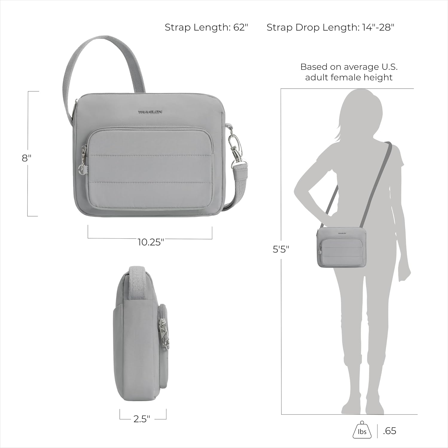 Travelon unisex-adult Travelon Anti-theft Roam East/West Crossbody - Image 4