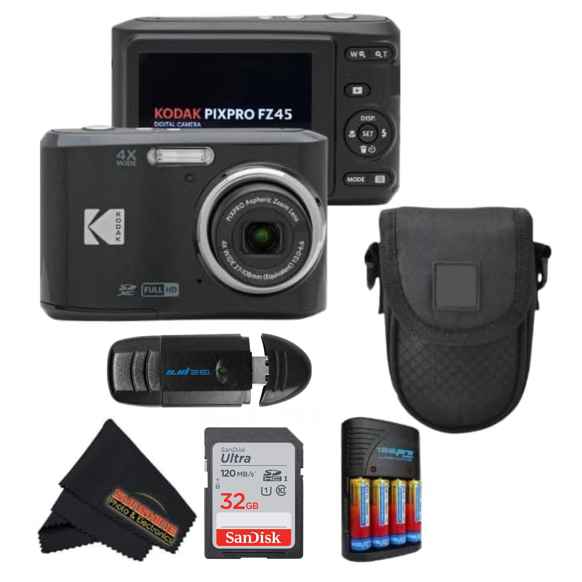 KODAK PIXPRO FZ45 16MP CMOS Sensor Digital Camera 5X Optical Zoom with Sunshine Photo Microfiber Cleaning Cloth (Advanced Bundle, Black)-image-8