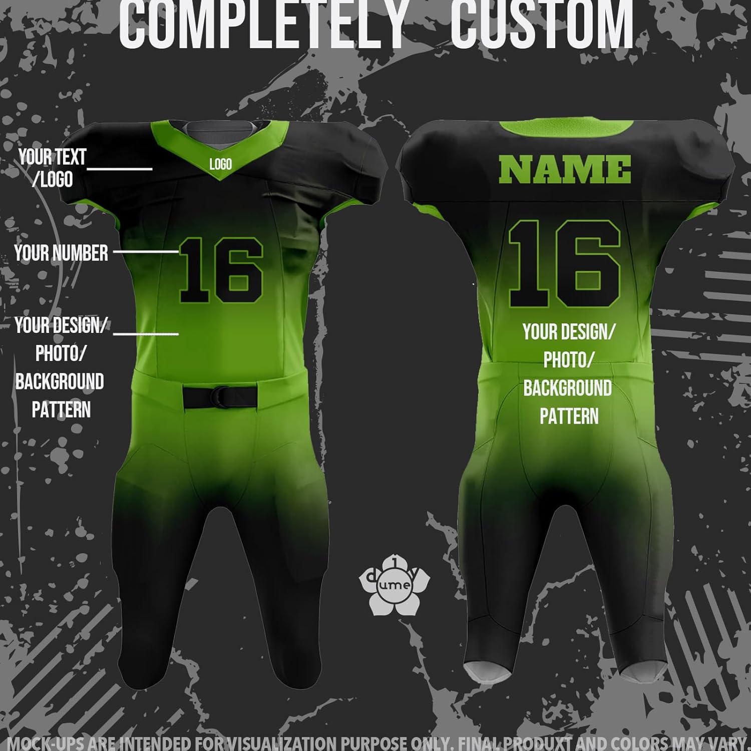 Custom Unisex Adult Youth Gradient Football Uniform - Includes Jersey & Pants