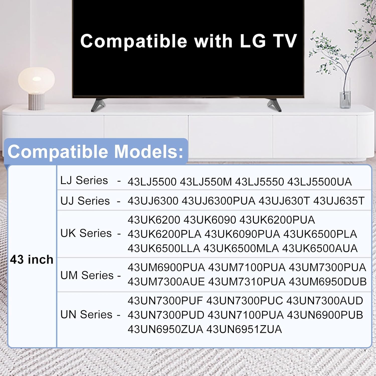 Replacement Legs for LG TV, TV Stand Legs for LG 43UK6200 43UK6090 43LK5700PUA 43UM7300 43UN6900PUB 43LJ5500 43LJ550M 43LJ5550 MAM645839 AAN76009325 AAN76009305 AAN76009358 with Screws