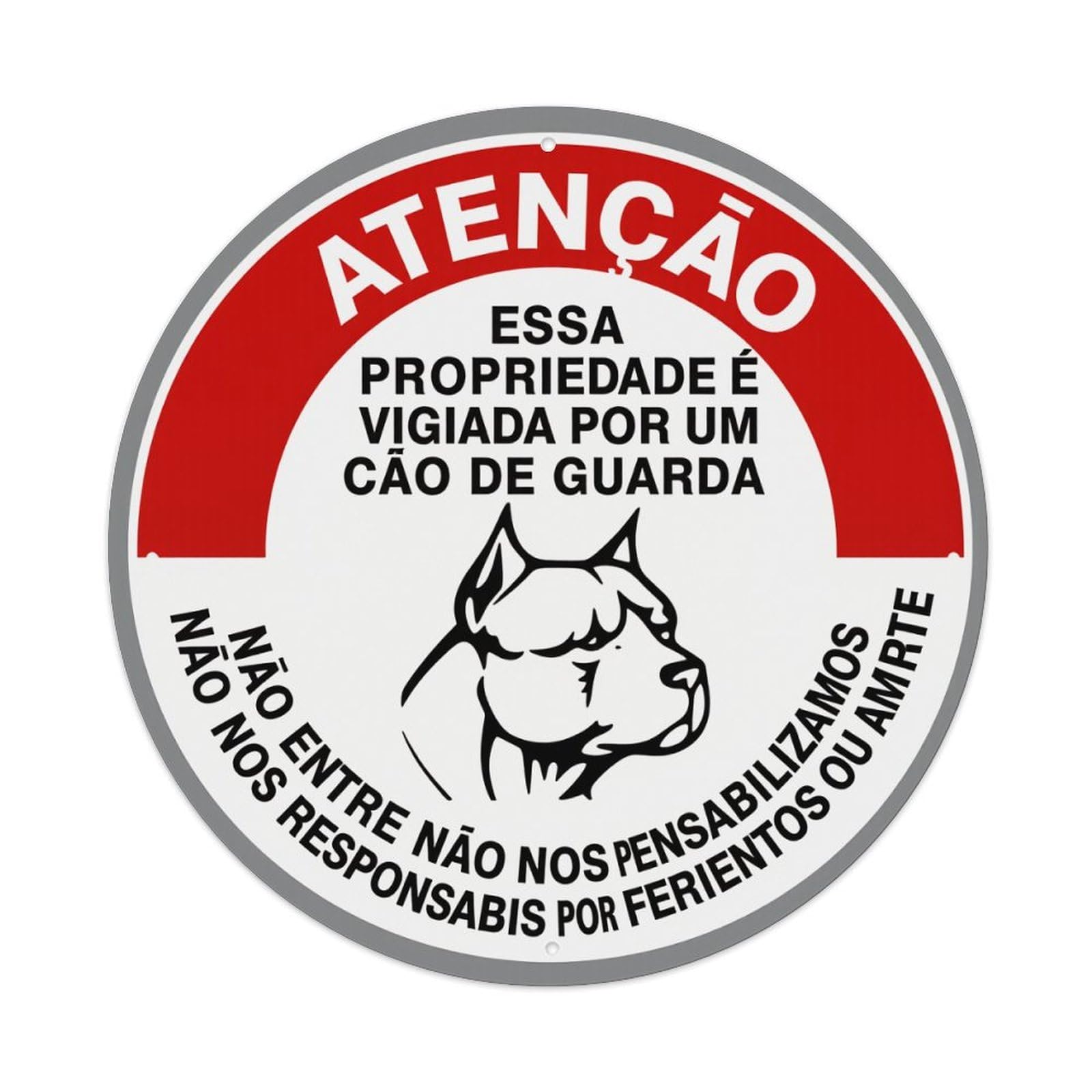 Attention Property Watched by Guard Dog Round Tin Sign Vintage Style Metal Sign Home Bar Garden Wall Plaque Decor Metal Poster 8x8 Inch