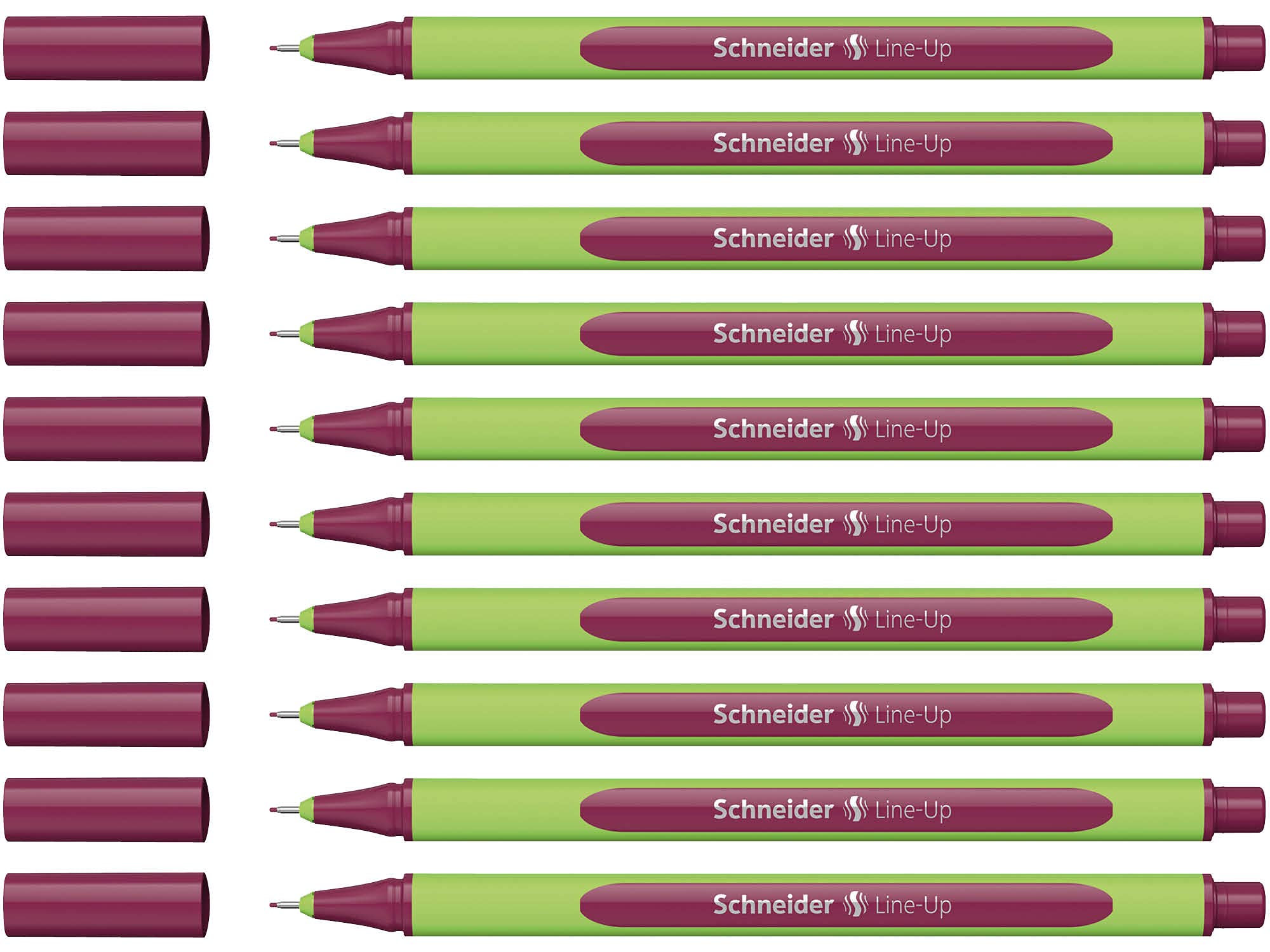 Schneider Line-Up Fineliner 0.4 mm Line Width Made of Bio-Based Plastic Awarded with The Blue Angel Pack of 10 Camine-Red