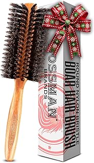 Bossman Boar & Nylon Bristle Round Hair Brush, 2 Inch - Blow Dryer Brush for Styling, Curling, Detangling, and Straightening