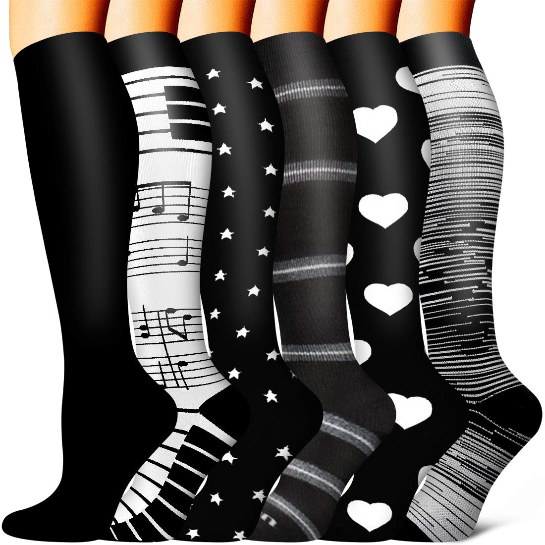 COOLOVER6 Pack Copper Medical Compression Socks for Women and Men-Best Circulation Support for Running, Hiking, Nursing, Travel