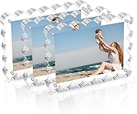 Chivalral 3-Pack 4x6 Inch Magnetic Acrylic Picture Frames - Double Sided Scalloped Clear Frames, 10+10mm Thick, UV Protected Freestanding Desktop Display