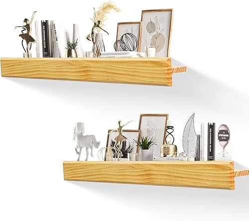 MITREL 32 Inch Picture Ledge Shelf with Lip,Floating Shelves for Wall, Set of 2 