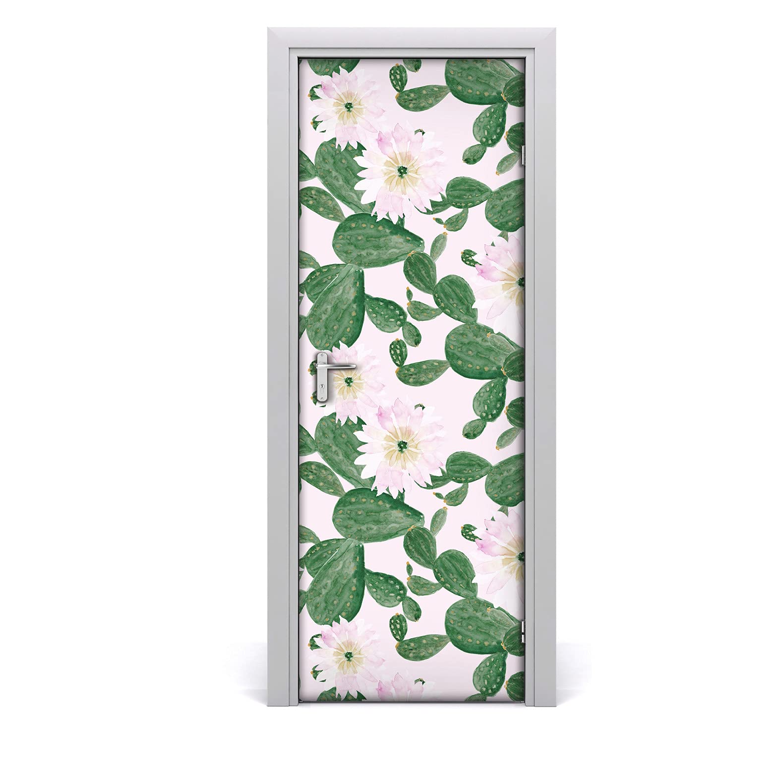 Papier peint de porte étiquette de décoration autocollante 85x200 cactus fleurs