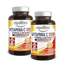 Equilibra Integratori Alimentari, Vitamina C 1000 mg, Integratore Altodosato per Normale Funzione del Sistema Immunitario, Rilascio Graduale Fino a 6 Ore, Vegan, Gluten Free, 2 Pezzi da 90 Compresse