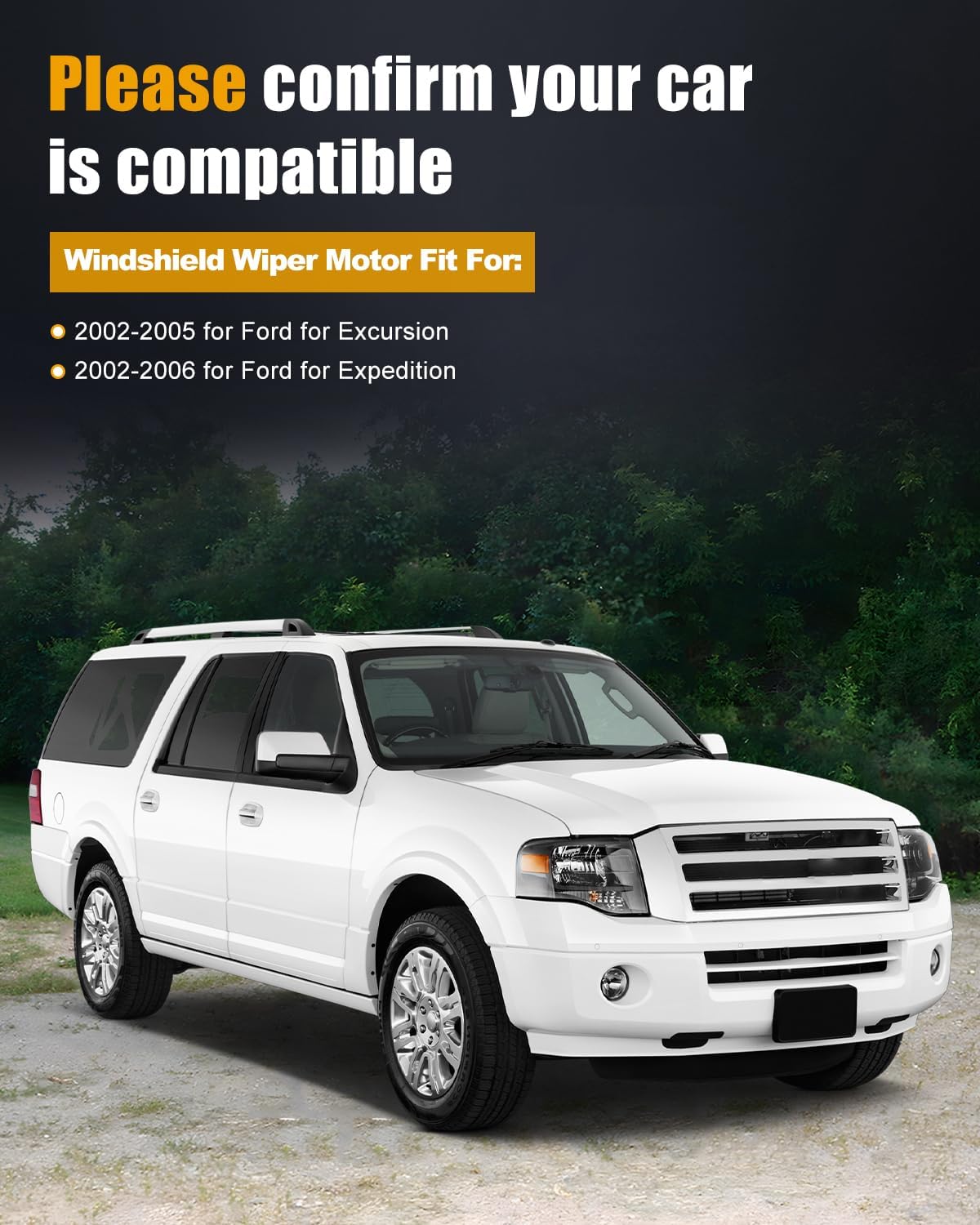 ROADFAR Front Windshield Wiper Motor Replacement fit for 2002-2006 For Ford for Expedition,2002-2007 For Ford for Explorer OE: 2L1Z17508AA,2L1Z17508AB