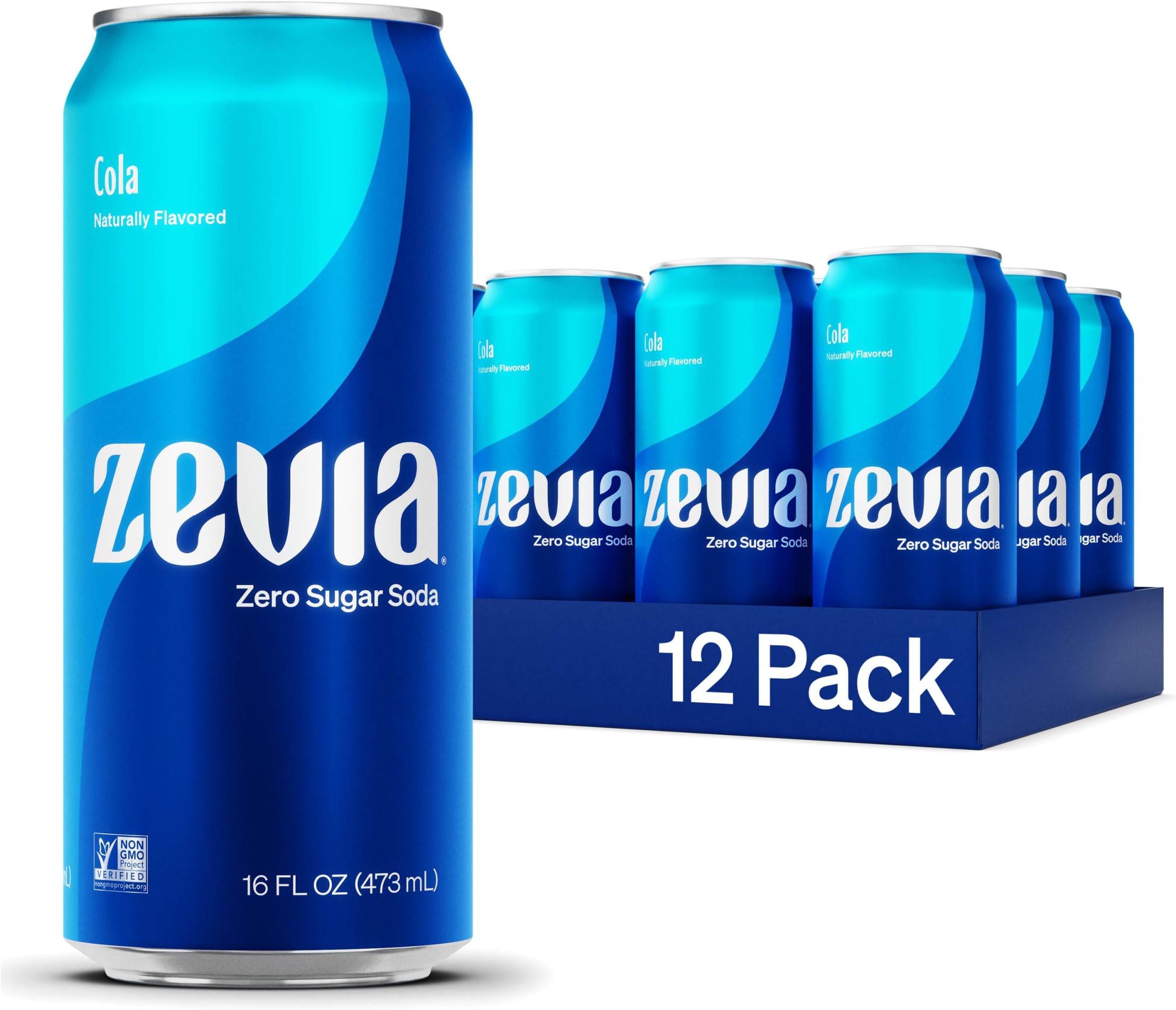 Zero Sugar Soda, Cola, 16 oz Cans (12-Pack) – Naturally Sweetened, Non-GMO Project Verified, Gluten-Free, Vegan