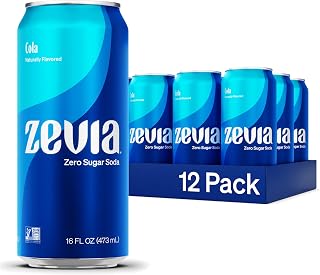 Zevia Zero Sugar Soda, Cola, 16 oz Cans (12-Pack) – Naturally Sweetened, Non-GMO Project Verified, Gluten-Free, Vegan