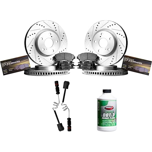 Hart Brakes Front and Rear Brake Kit For 2015-2020 Audi A3| Drilled and Slotted Brake Rotors| Semi-Metallic Brake Pads and Rotors Kit