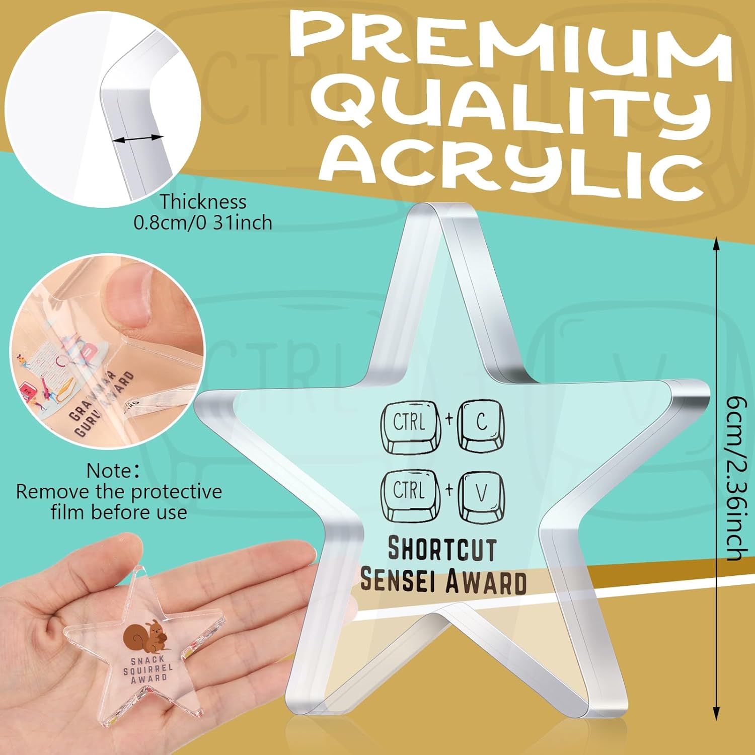 30 Pcs Funny Christmas Appreciation Acrylic Award Trophy, Acrylic Coworker Staff Team Appreciation Award Thank You Trophy Clear Reward Medallions Gifts for Office Prize Retirement Present(Coworker) - Image 2