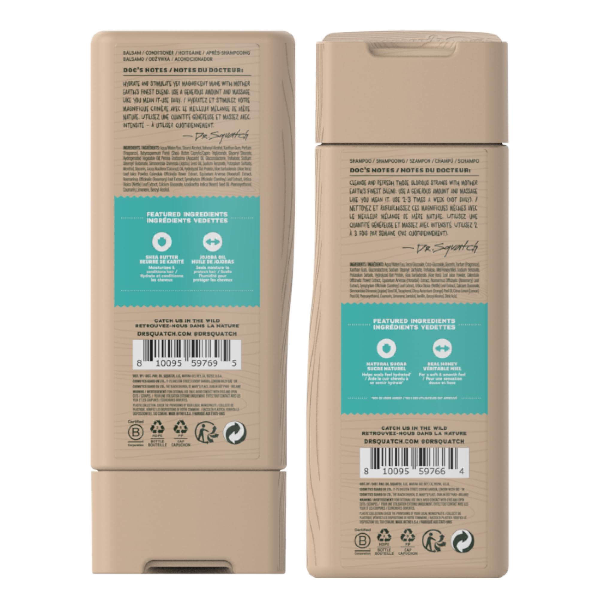 Dr. Squatch Natural Zestaw Szamponu i Odżywki dla Mężczyzn – Zdrowe, Pełne Włosy – Naturalny Szampon i Odżywka Coconut Castaway dla Mężczyzn (325 ml, 2 sztuki)