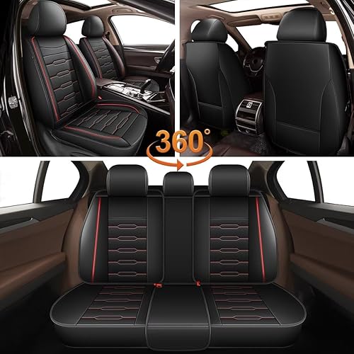 Miniatura 6 de AOMSAZTO - Juego completo de fundas para asiento de coche, compatibles con bolsa de aire, impermeables, fundas de cuero para asiento de automóvil,