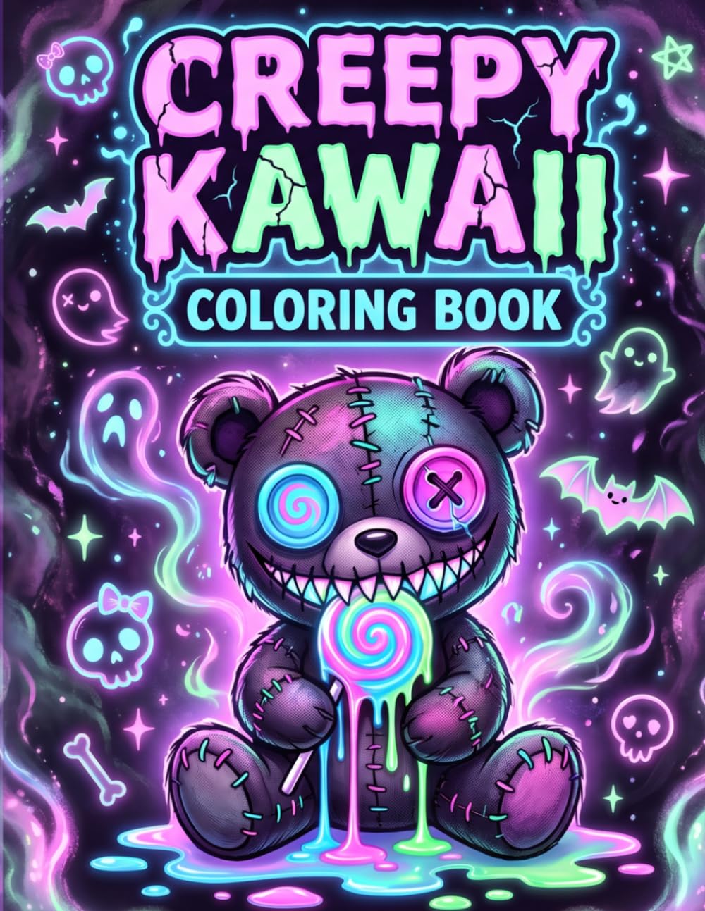 Creepy Kawaii Coloring Book: Spooky Cute Pastel Goth Monsters, Gothic Creatures, and Adorable Nightmares for Teens and Adults (40 Unique Designs for Stress Relief)