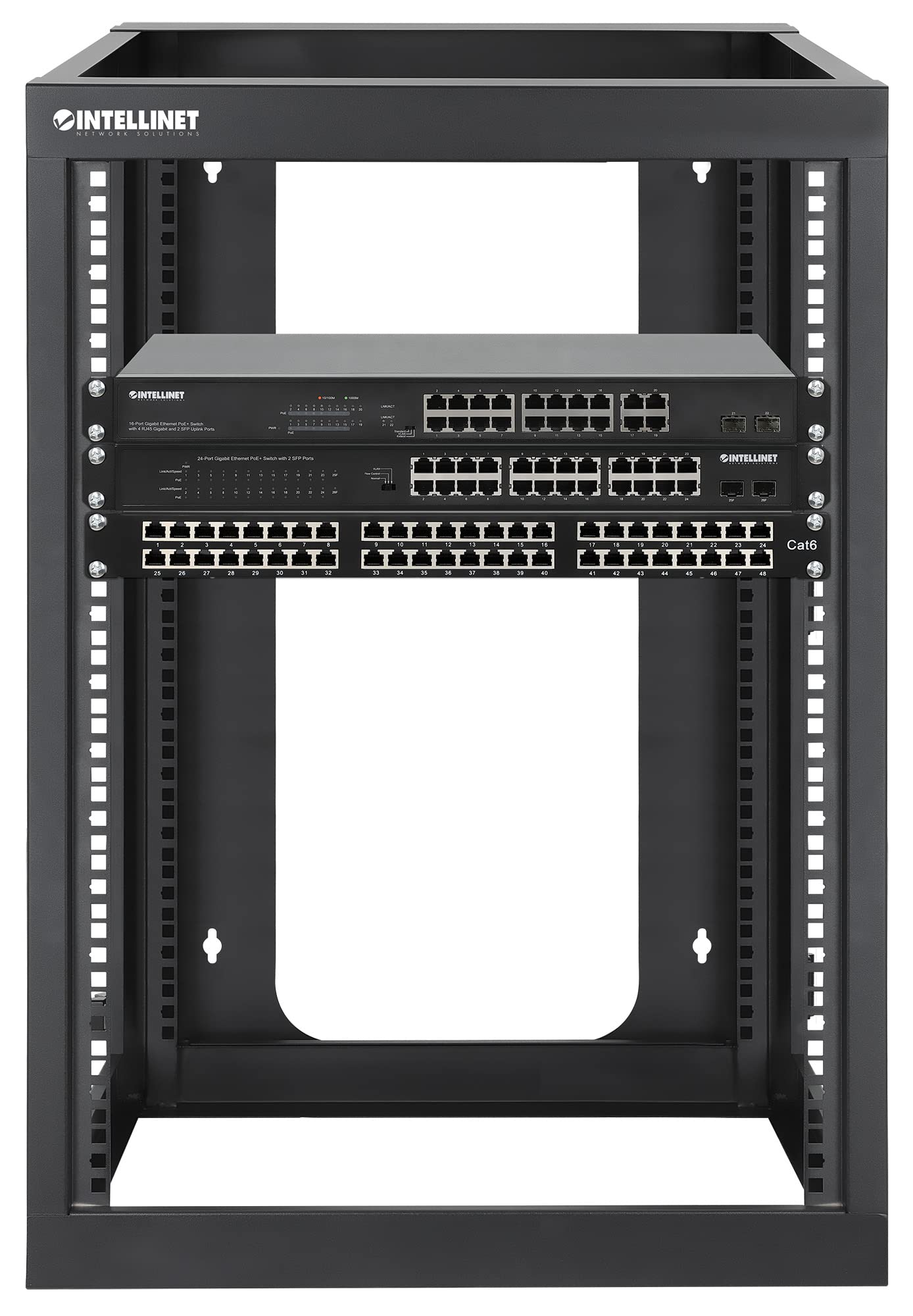 INTELLINET 716161 Armadio a Muro 19" Open Frame 4 Montanti 15U Nero