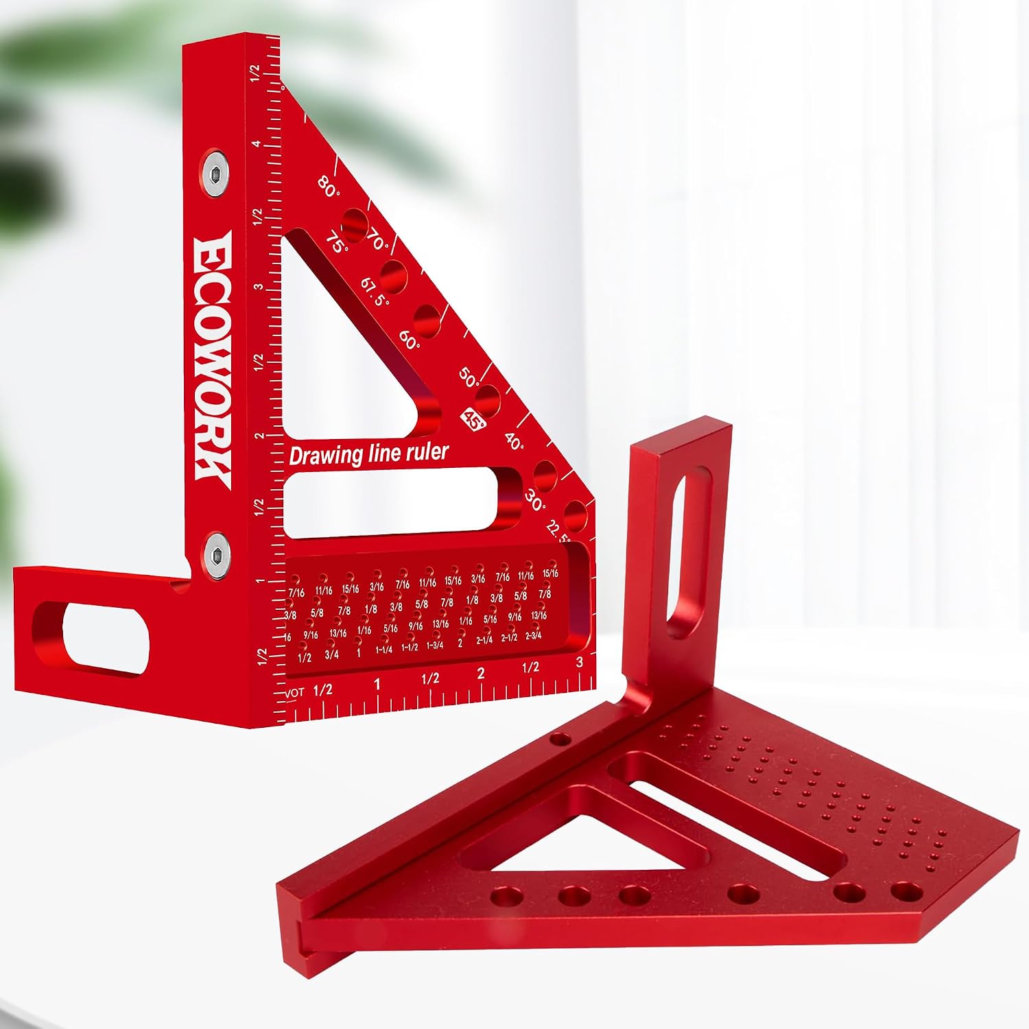 Mini 3D Multi-Angle Measuring Ruler Woodworking Square, 4.7'' x 3.54'' High Precision Aluminum Alloy Carpenter Square, 0‑90° Angle Finder Framing Square Small Speed Square for Woodworking DIY