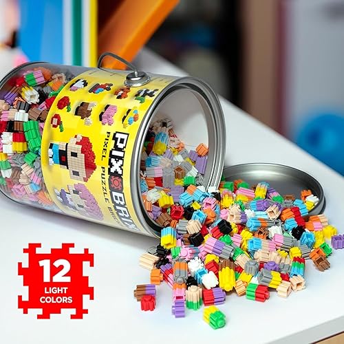 Miniatura 3 de Pix Brix Pixel Art kit Puzzle Bucket - Kit de 1500 piezas con paleta mediana de 10 colores - Ladrillos de construcción entrelazados patentados para