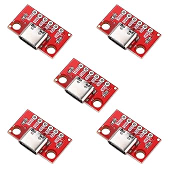 5 Pcs USB Type C Breakout Serial Basic Breakout Female Connector 16P PCB Converter Board