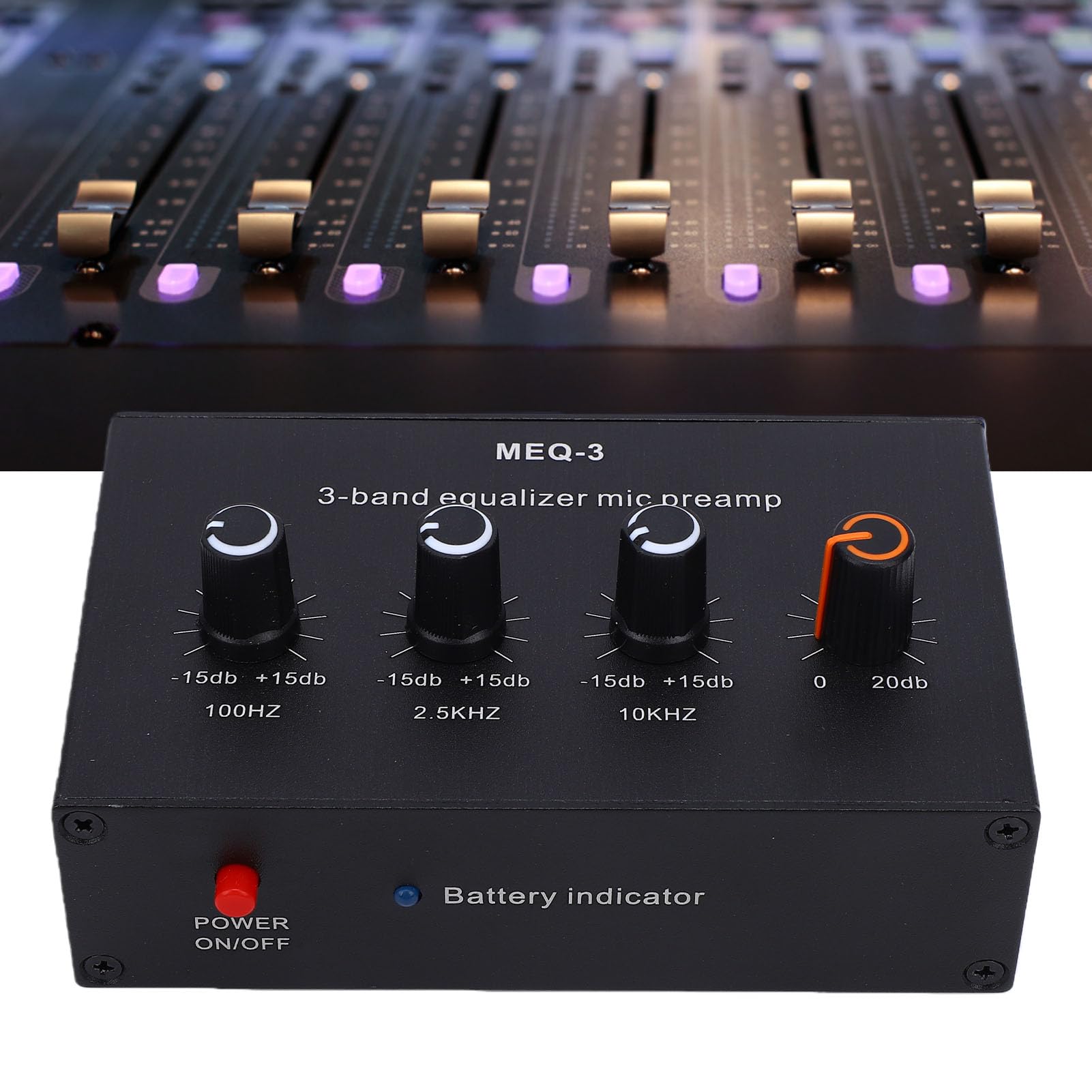 banapoy Préampli Microphone Amplificateur Gain Micro, Préampli Micro égaliseur 3 Bandes, Préamplificateur Condensateur Gain Réglable 0-20 DB, pour Dynamique Condensateur