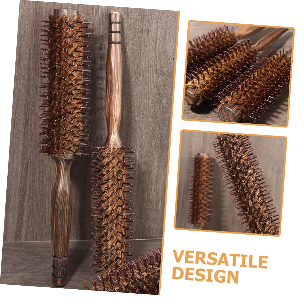 FRCOLOR 4 cepillos de pelo de cerdas slico clips para el pelo, accesorios para el pelo, pequeño cepillo redondo, cepillo para el pelo grueso, cepillo de pelo de madera, peine de pelo