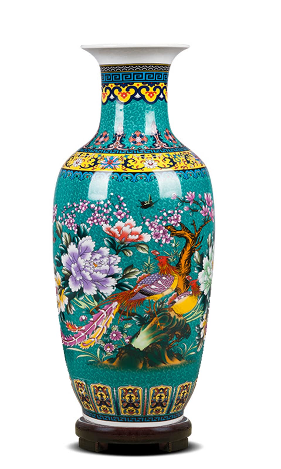 Ceramic Flower Vase, Jingdezhen Blue and White Porcelain Handicraft Ornaments for Living Room, Bedroom, Office, Hotel Decoration Ornaments,A