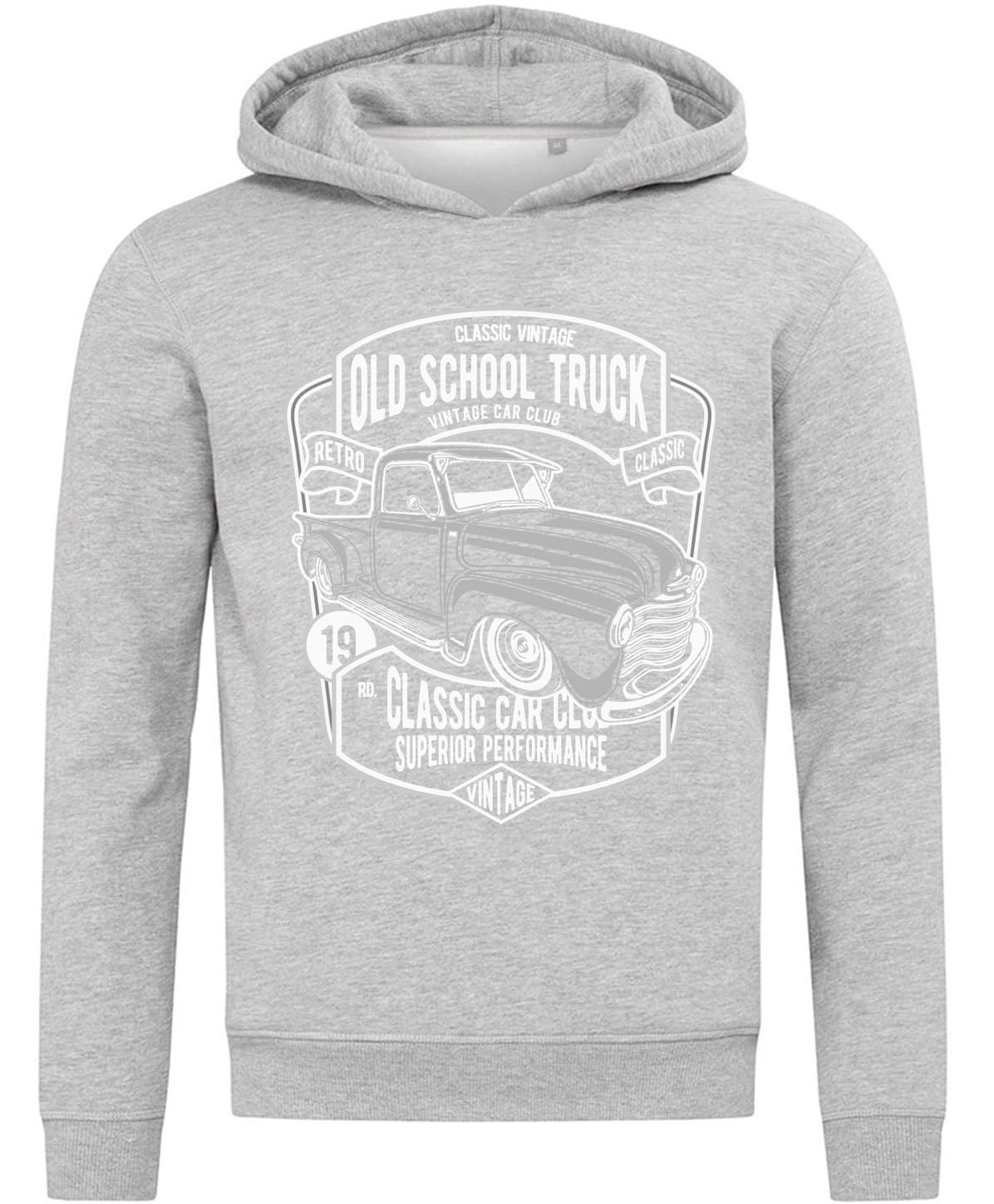 Old School Truck Vintage Car Club Sweat à capuche en coton mélangé Gris