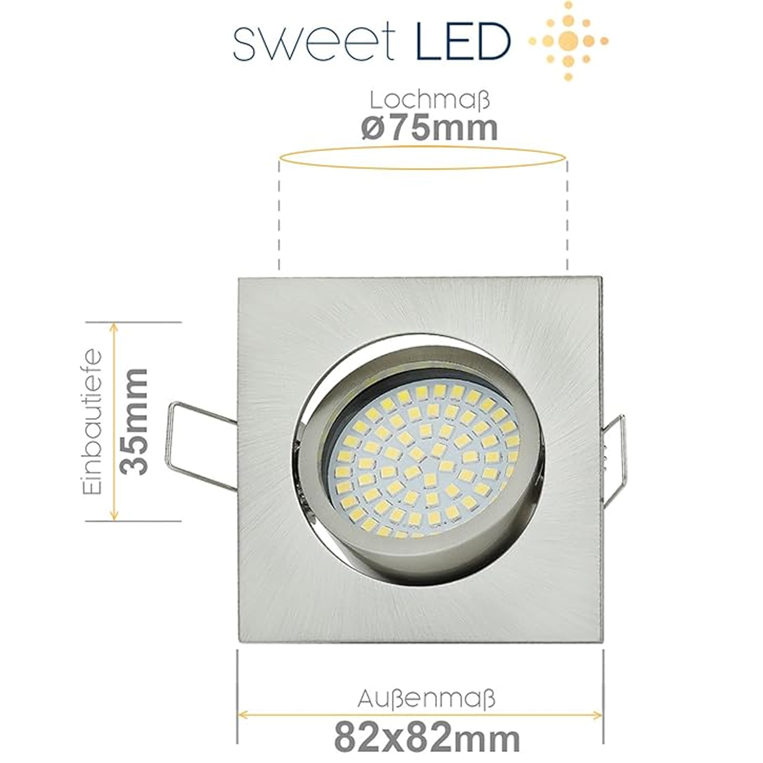 Sweet Led - Faretto da soffitto piatto, bianco opaco, proiettore da soffitto in alluminio, con modulo LED da 5 W, orientabile, rotondo, 230 V, luce calda da soffitto