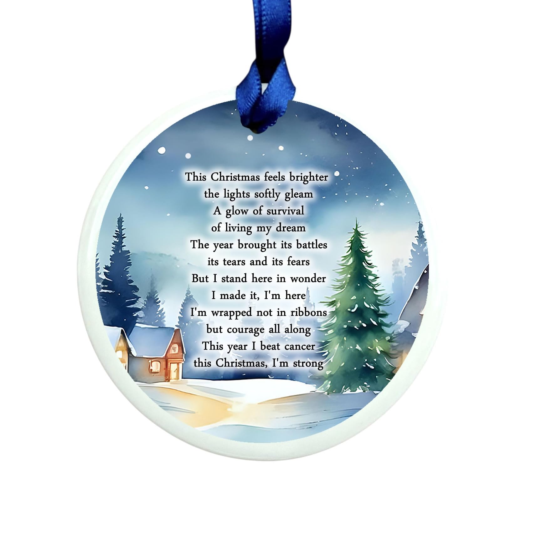 Maisie Moo Gifts Limited Silver The Year I Beat Cancer Poem Christmas Tree Decoration Ceramic Ornament Bauble Keepsake