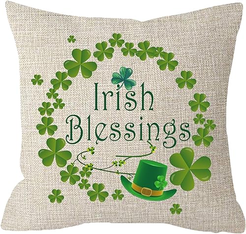 Miniatura 4 de NIDITW Happy St Patrick's Day Irish Blessing Lucky Charms Love Clovers Lumbar arpillera decorativa rectangular funda de almohada para dormitorio,