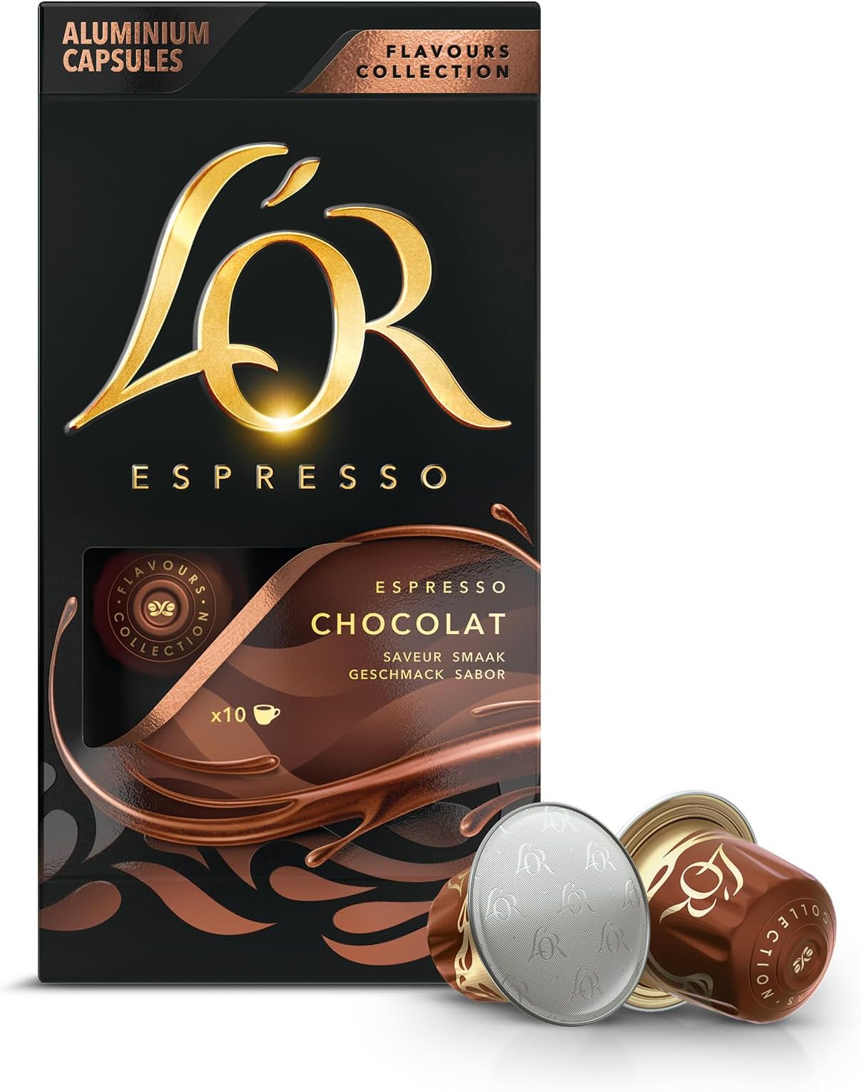 – Espresso Coffee - Chocolate - Flavours Collection - 10 Aluminium Capsules Compatible with Nespresso Original Machine (Pack of 1)