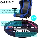 Capslpad Gaming Chair Mat for Hardwood Floor,Anti-Slip Floor Protector Game Controller Rubber Gaming Computer Chair Mat for Game Room Home Office Decor (Round 47 inches,Black)