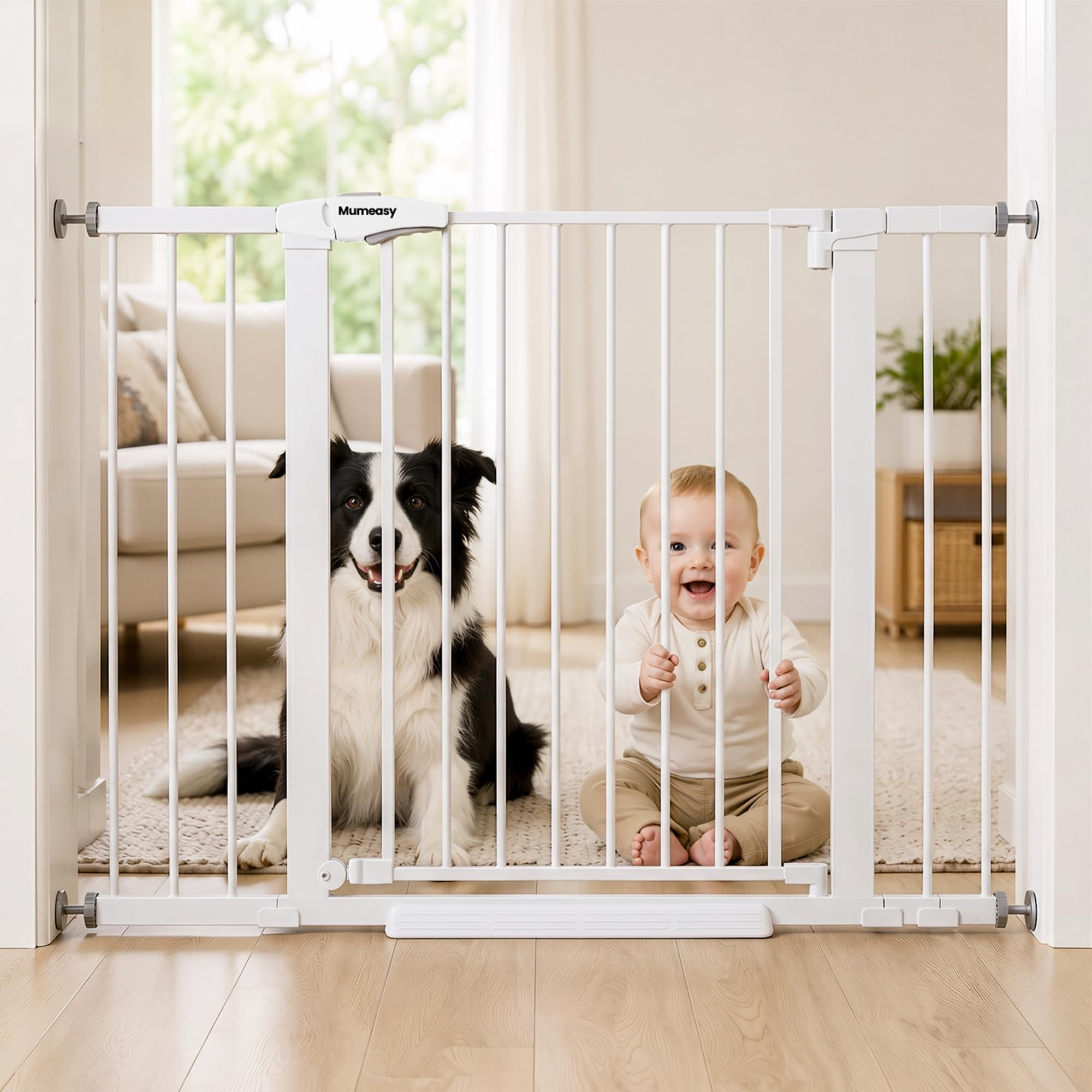 Mumeasy white baby gate for stairs