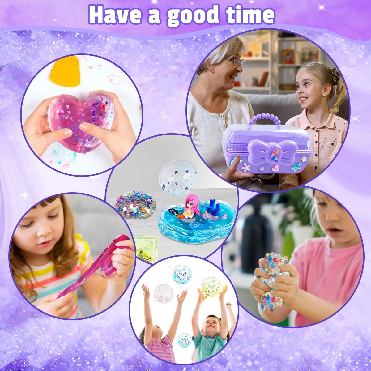 BEIREG Nano Tape Bubble Kit for Kids, Squishy Making Kit with 7 Rolls Nano Tape & 6 Slimes, Squishy Maker Box for Make Your Own Squishies, Cute Stuff Toys for Teen Girls 6-8 8-10 10-12