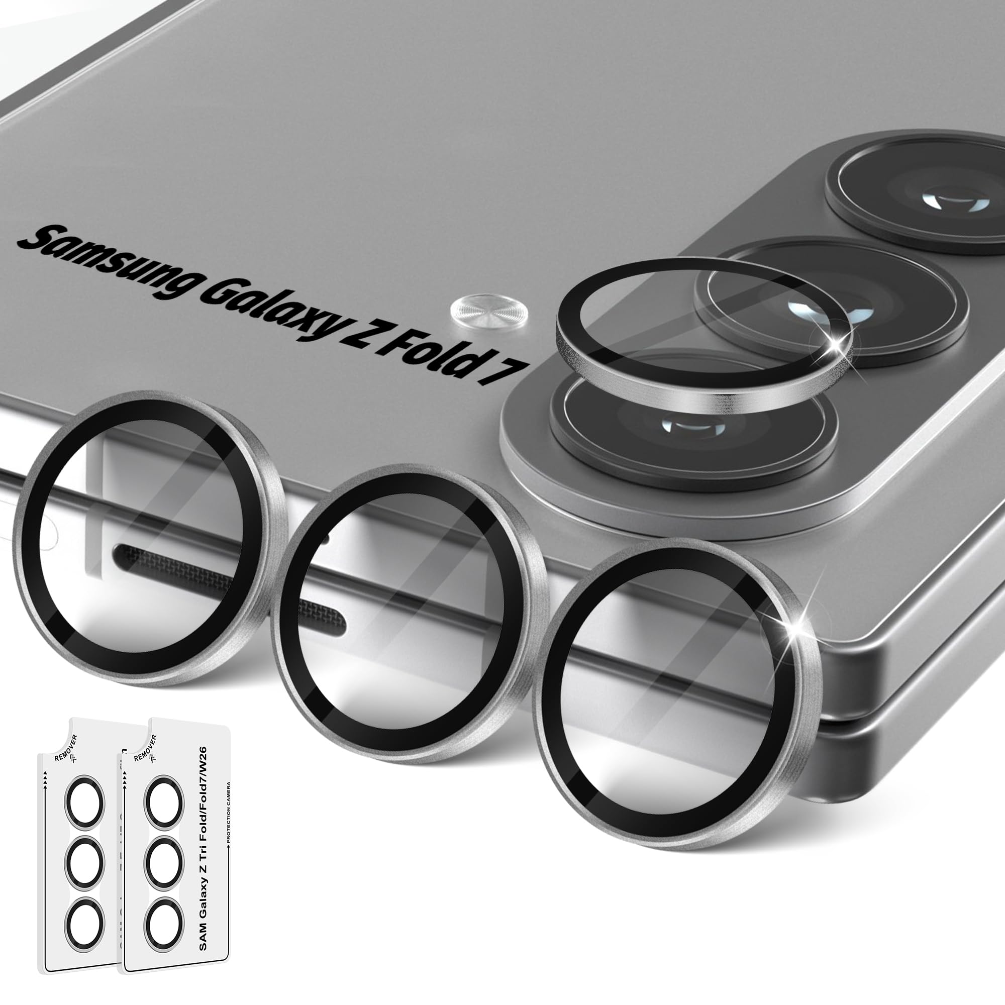 Orzero 9H Glass Camera Lens Protector for Z TirFold/Fold 7-Silver, 2 Set