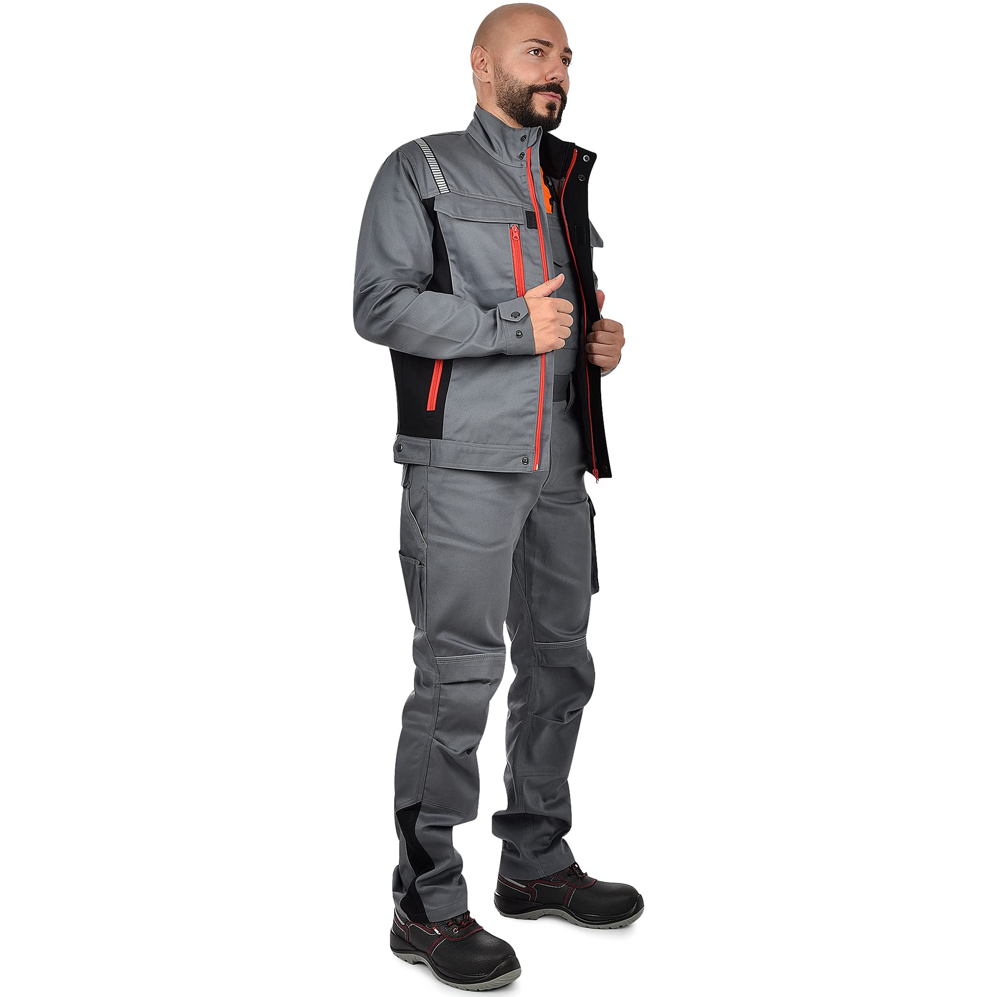 BWOLF Veste de travail Raptor 100% coton - Pour homme - Multifonctionnelle - Avec poches multifonctions - Bandes réfléchissantes