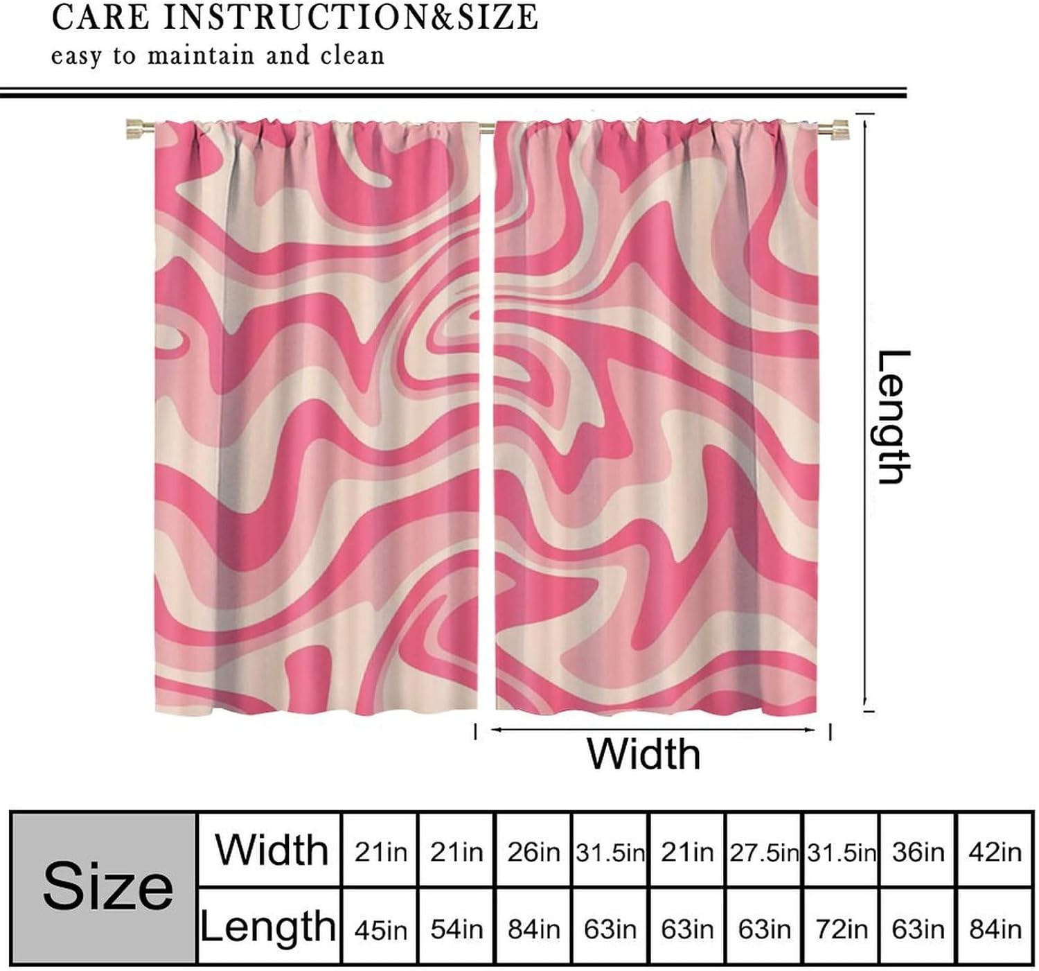 70s Abstract Sage Blackout Curtains, Pink Bohemian Abstract Geometric 80s90s Vintage Stripes Windows Treatments Rod Pocket Drapes for Girls Living Room Bedroom Kitchen Bathroom 42x45in